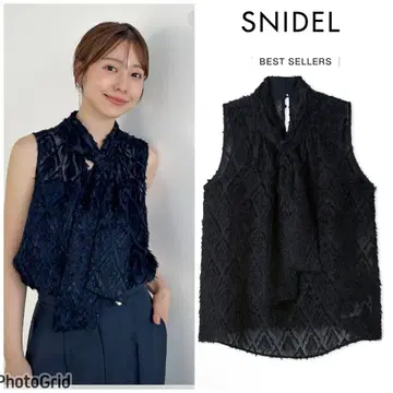 SNIDEL 스나이델 슬리브리스 보타이 블라우스