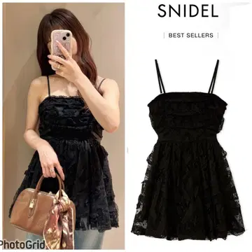 택 포함 새상품 튤 페플럼 블라우스 SNIDEL 스나이델