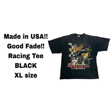 레이싱 티셔츠 나스카 블랙 XL USA 페이드 90s
