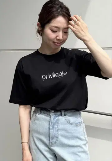 [땀 얼룩 방지/UV 케어] 코튼 로고 반팔 T 앙피로 블랙