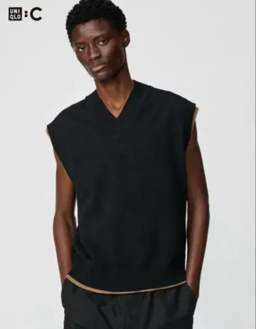 UNIQLOC 니트 베스트 BLACK