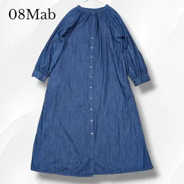 08Mab 08맵 데님 롱 원피스 셔츠 원피스 밴드 카라