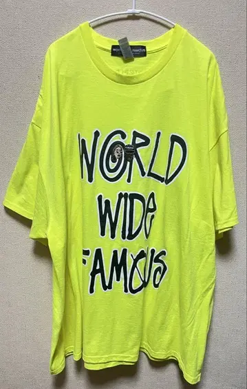 WORLD wide FAMOUS/형광 네온 컬러 파데 T셔츠/노랑/2XL