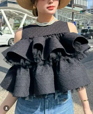 BLOOM cotton 레이스 tops 셰리에 sheller
