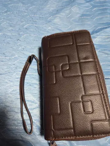 브라운 장지갑 입체 패턴