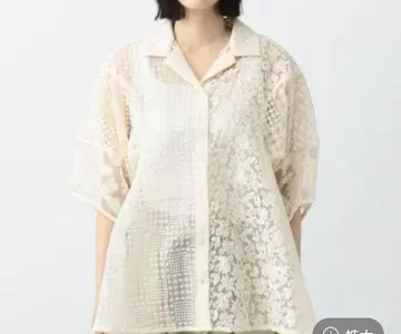 스튜디오 클립 내추럴 바이클립 레이스 패치워크 블라우스