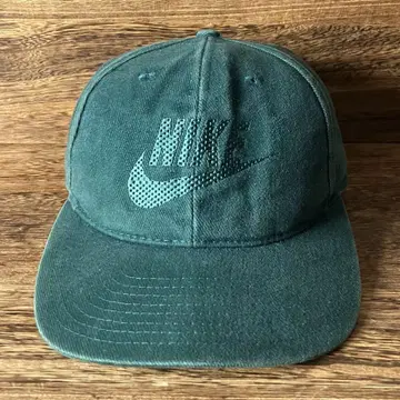 90년대 NIKE 나이키 캡 그린 코튼 자수 모자 은색 택