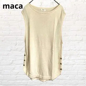 9980 maca 슬리브리스 베스트 튜닉 베이지 M 얇은 소재 니트