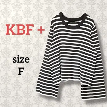 KBF 플러스 [ F ] 크롭 기장 보더 니트 플레어 슬리브 신축성