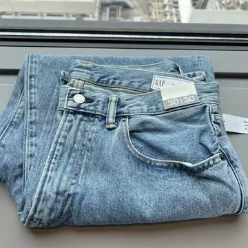 [ 미사용 새상품 ] GAP 슈퍼 배기 데님 30W 30L 미디엄 워시