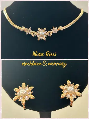 Nina Ricci 니나리치 꽃 모티브 목걸이 귀찌