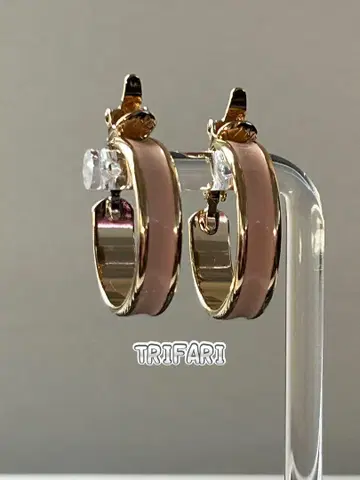 TRIFARI 핑크 골드 후프 귀찌