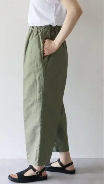 다나파눌 코튼 린넨 면마 와이드 이지 팬츠 일본제 사이즈 2