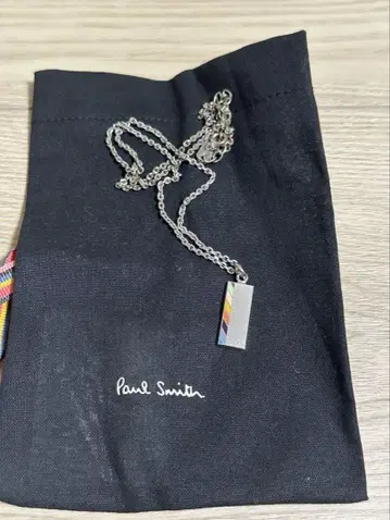 Paul Smith 실버 목걸이 직사각형 펜던트 부속물 있음