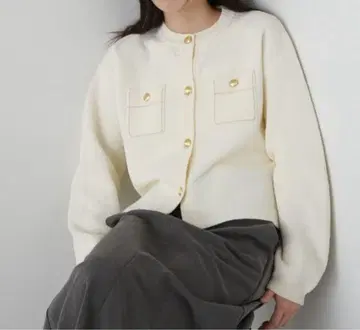 스티치 자수 접결 가디건