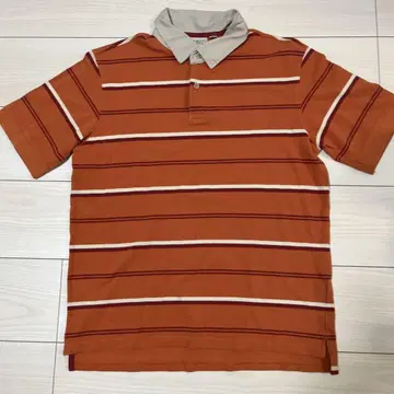 L.L.Bean 오렌지 스트라이프 피케 셔츠 S