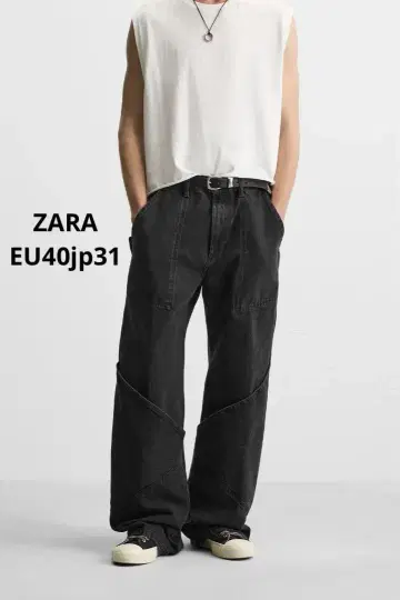 ZARA 릴랙스 핏 오버 사이즈 포켓 데님 팬츠 EU40