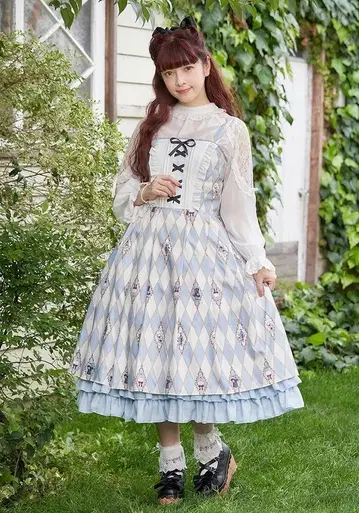 axes femme kawaii 다이아 무늬 점프 스커트 색스