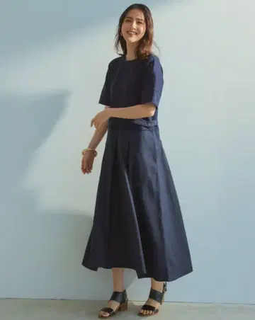 두클라쎄 이소재 콤비 벨트 디자인 원피스 M