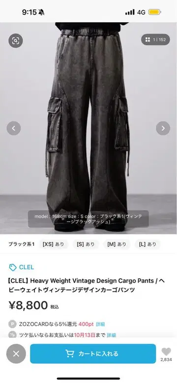 다크 그레이 카고 팬츠 허리밴딩