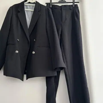 JUN 블랙 더블 브레스트 자켓 팬츠 셋업