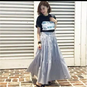 오블리 obli 스트라이프 캉캉 스커트