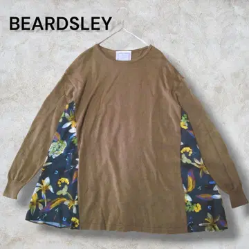 [완판템] BEARDSLEY 플라워 프린트 절개 니트 튜닉 긴팔 F
