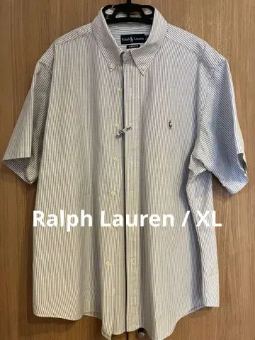 Ralph Lauren 반팔 옥스퍼드 셔츠 XL 스트라이프