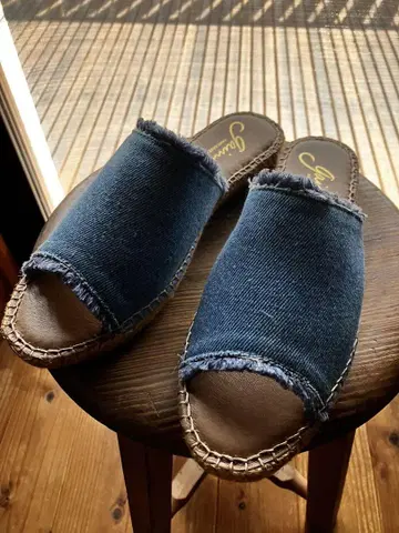 가이모 데님 블루 샌들 38 뮬 플랫