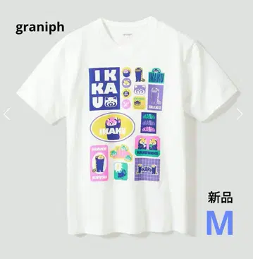[ graniph ] 택 포함 새상품 IKAKU 스티커풍 디자인 티셔츠