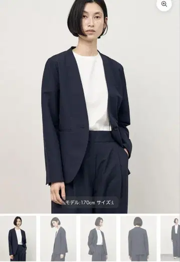 시어서커 노카라 자켓 M 네이비