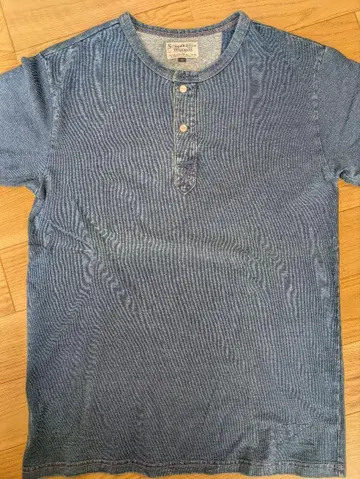 SCHOTT 헨리넥 티셔츠 L 데님 블루