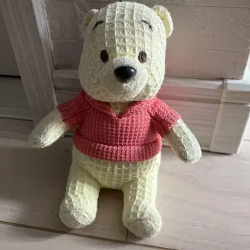 디즈니 리조트 곰돌이 푸 인형 배지 와플 원단
