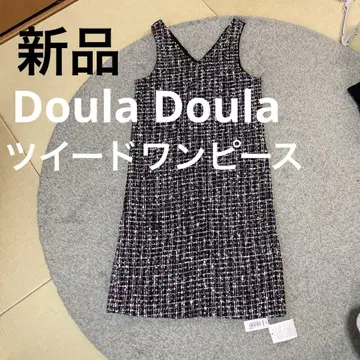 새상품 Doula Doula 슬리브리스 트위드 원피스