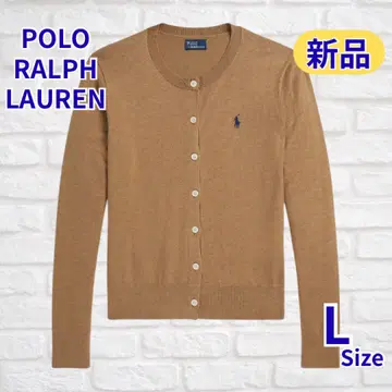 POLO RALPH LAUREN 브라운 코튼 크루넥 가디건 L 새상품