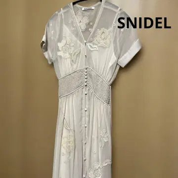 SNIDEL 아이보리 자수 셔츠 원피스 반팔 프리 사이즈