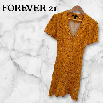 [ FOREVER 21 ] 꽃무늬 반팔 미니 원피스 오렌지 화려한 여름