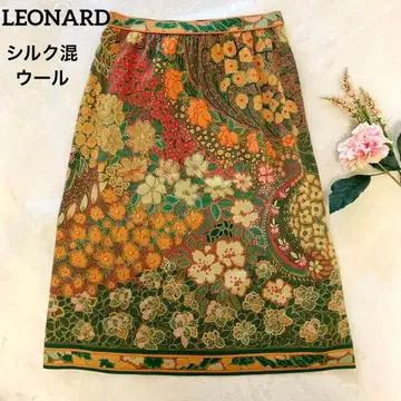 LEONARD 레오나르 스커트 실크 혼방 울 허리 69 멀티컬러