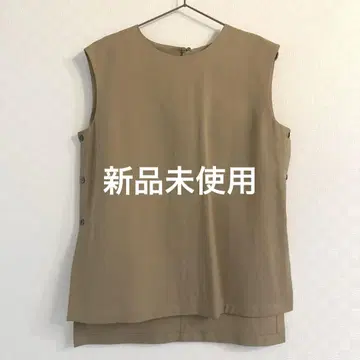 카키 슬리브리스 셔츠 버튼