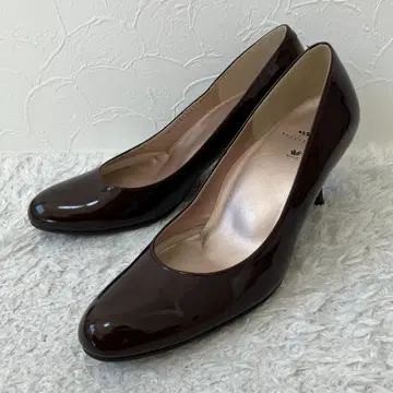 새상품급 와코루 Success Walk 펌프스 에나멜 브라운 24.5cm