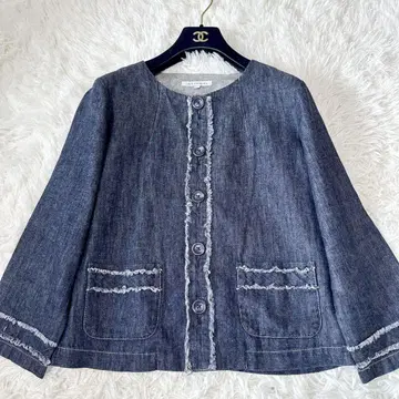 LAURA ASHLEY 로라 애슐리 노카라 데님 자켓 린넨 혼방