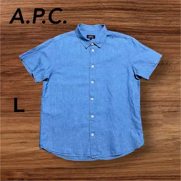 A.P.C. 아페쎄 린넨 혼방 반팔 셔츠 블루 L