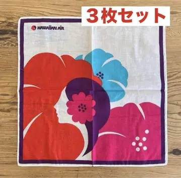 1970년대 하와이안 에어라인 빈티지 손수건 (반다나) 3개 세트*