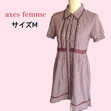 axes femme 반팔 셔츠 원피스 프릴 레이스 반짝이 버튼