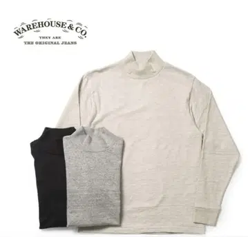 [ XL ] Warehouse 하이넥 무지 롱T 오트밀_일본제