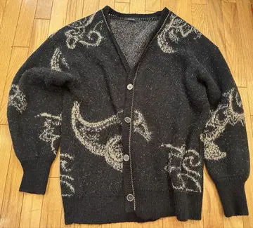 JEANASIS Paisley 라메 기모 V 가디건 블랙