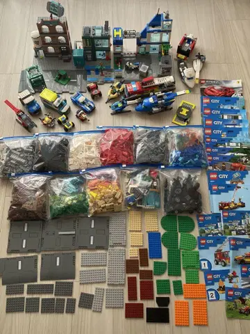 LEGO CITY 대량 묶음 세트 부품 회수 레고 시티 소방차, 경찰차