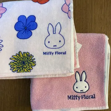 새상품 미피 타월 손수건 2매 세트 플로럴 꽃 30cm x 30cm