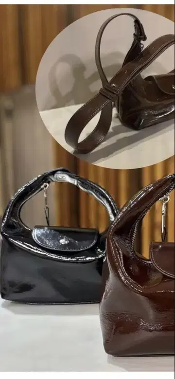 enamel l flap shoulder 에나멜 천연 가죽 블랙 숄더