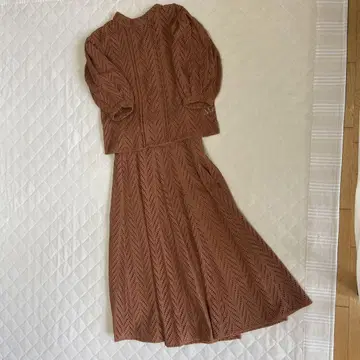 브라운 레이스 짜임 셋업